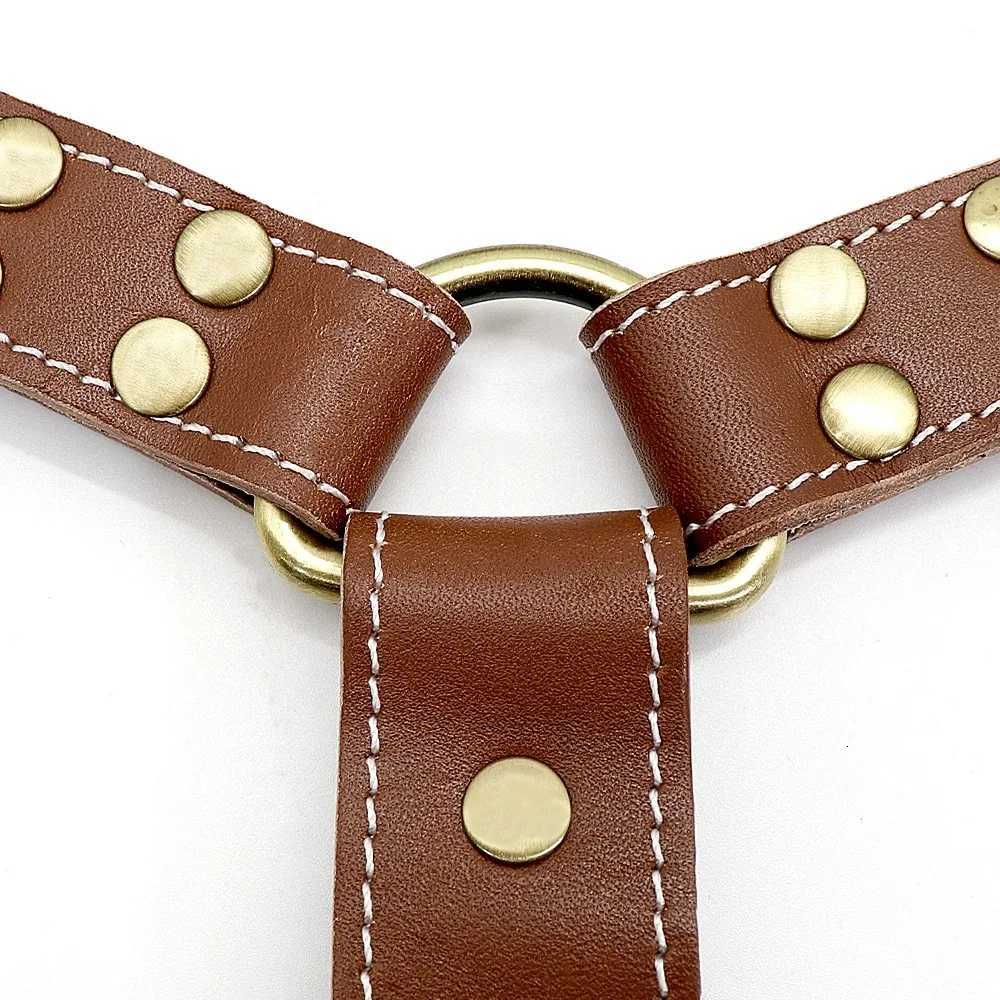 Cowhide leather harness for sled dogs Threering traction design Adjustable antiescape harness for large dogs C251031
