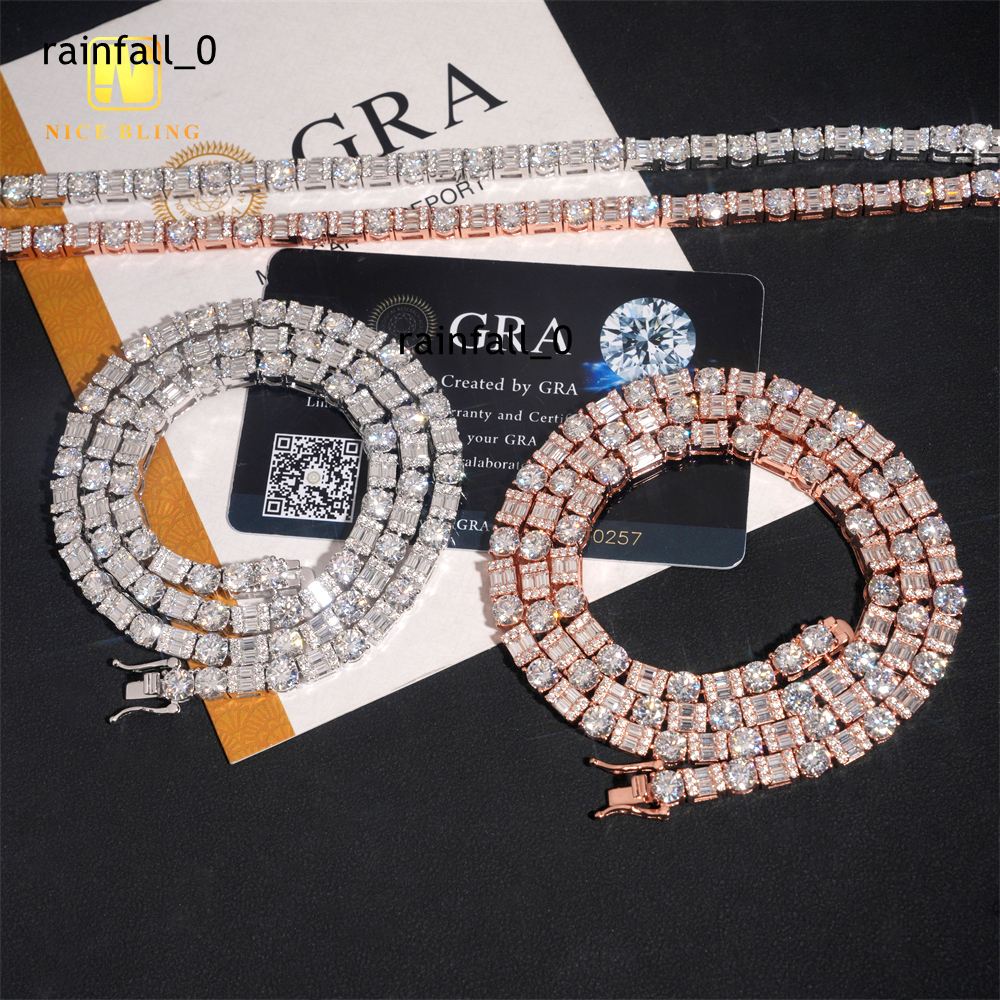 Fashion Fancy Cut Iced Out 5MM Tennis Chain 925 Silver Moissanite Diamond Tennis Necklace Pass Diamond Test Moissanite Necklace