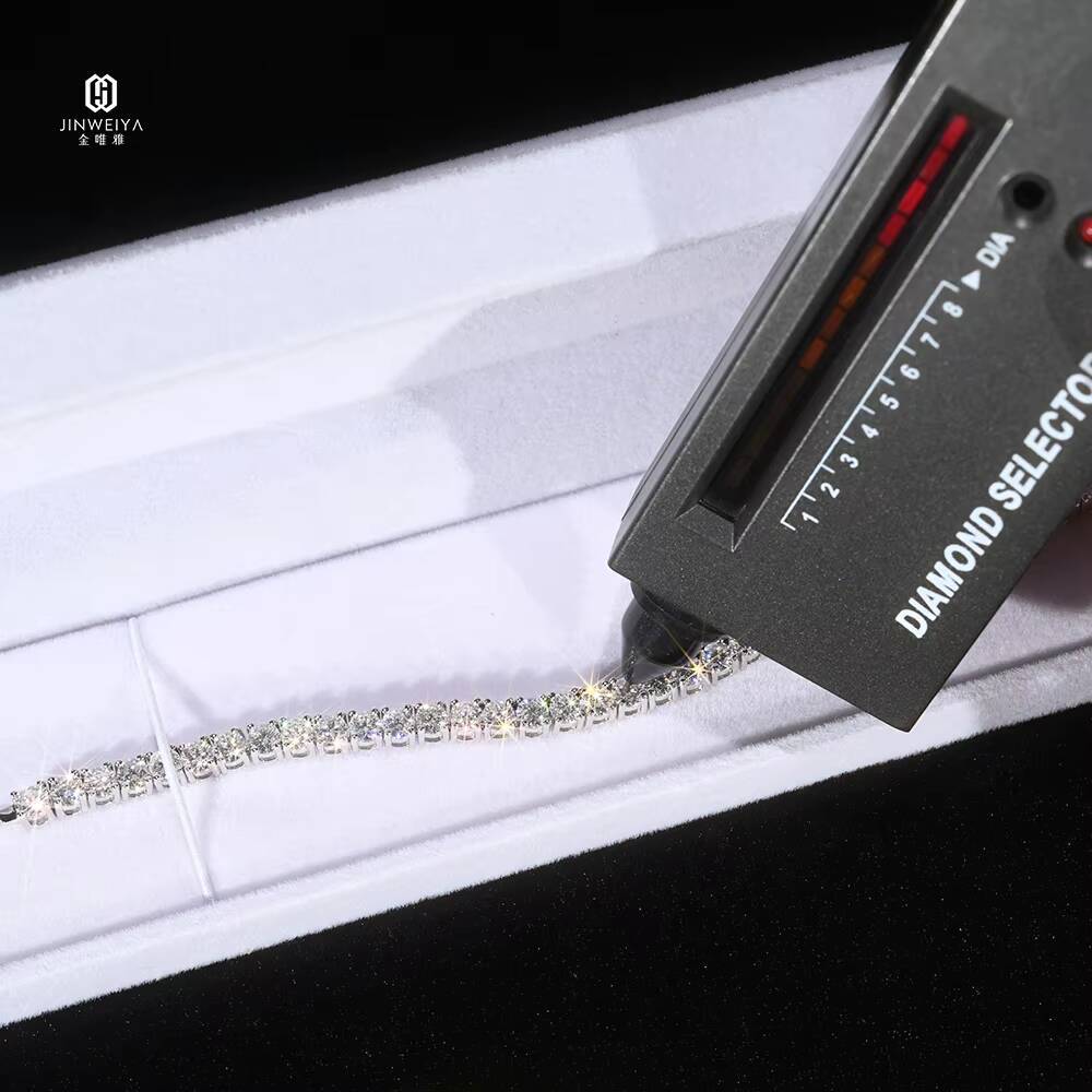 Wholesale Price Pass Diamond Tester Rhodium 925 Sterling Silver Hip Hop Iced Out VVS D Moissanite 4MM Tennis Chains