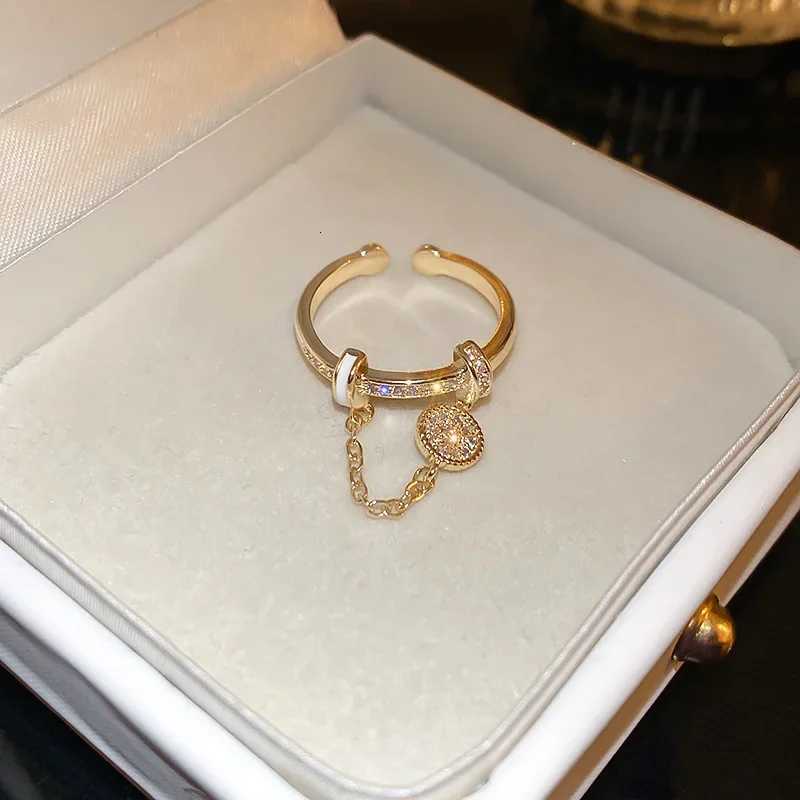 Geometric Exquisite Zircon Adjustable Index Finger Rings for Women Fashion Tassel Stainless Steel Open Rings Jewelry AccessoriesXJ251031