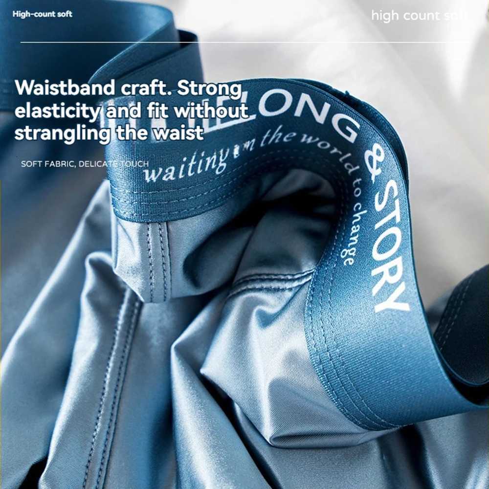 3PCSPack Luxury Ice Silk Satinlike Boxers Summer Smooth Cool Solid Mens Underpants Breathable Mesh Crotch Panties UnderwearT251031