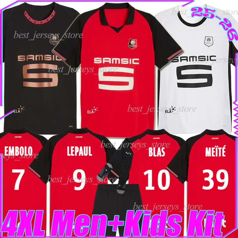 4XL 2025/26 Stade Rennais LEPAUL soccer jerseys Rennes BLAS EMBOLO MEITE M.TAMARI FOFANA ROUAULT AIT BOUDLAL MUKIELE RONGIER men kids kits socks sets football shirts