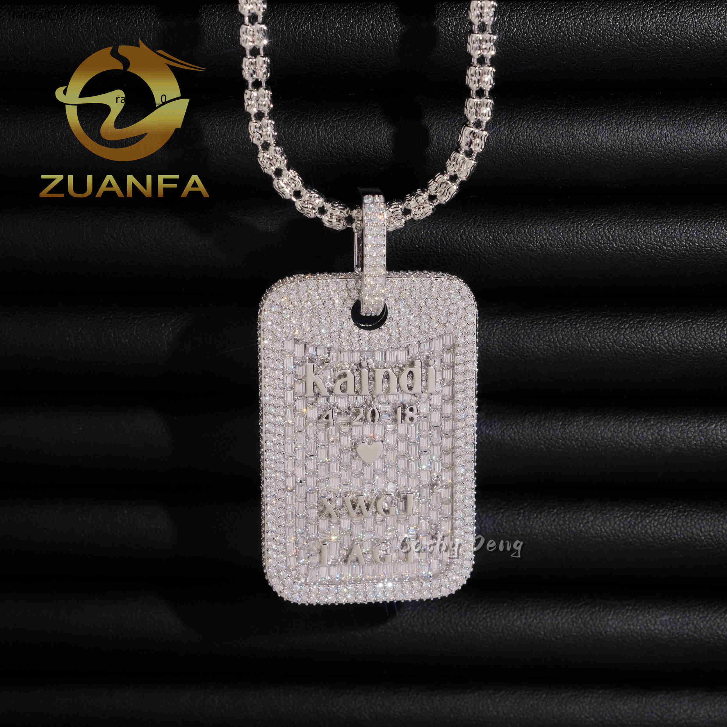 Hip Hop Pendant Moissanite Hip Hop Jewelry Iced Out Dog Tag Pendant 925 Silver Moissanite Pendant With Letter