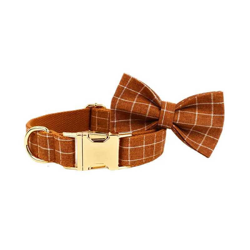 Custom Pet Leads Accessory XSXL Brown Plaid Dog Harness And Leash Set Puppy Collars C251031