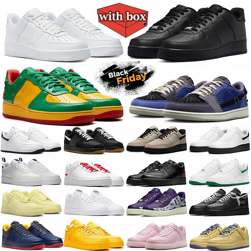 with box Free shipping designer shoes one running shoe men women 1 low Triple White Black mens womens trainers sports platform shoe classic flat Outdoor Sneakers
