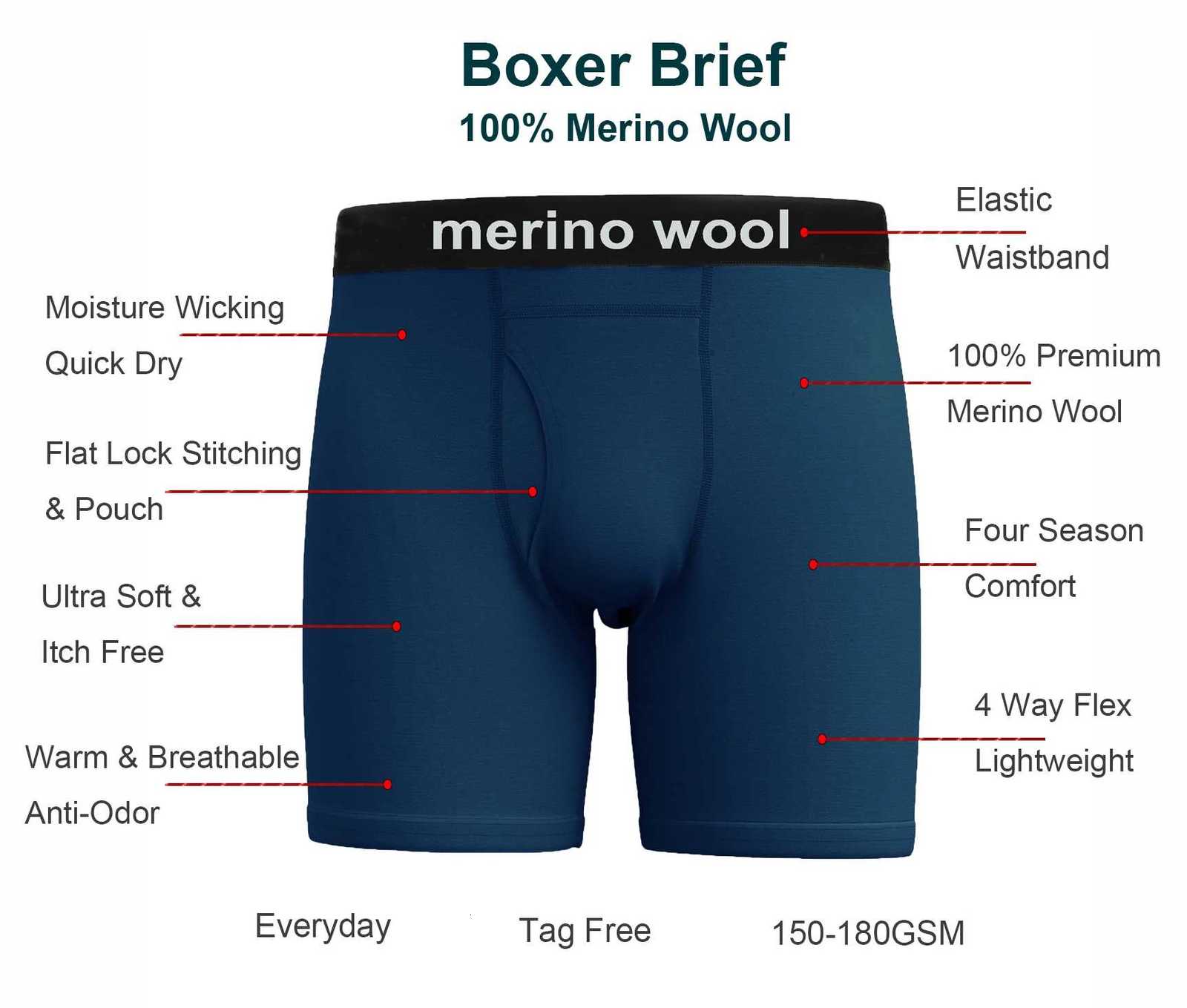 13 Pcs 100 Merino Wool Underwear Boxer Briefs Mens Merino Wool Man Boxers Soft Comfy Breathable Moisture Wicking USA SizeT251031