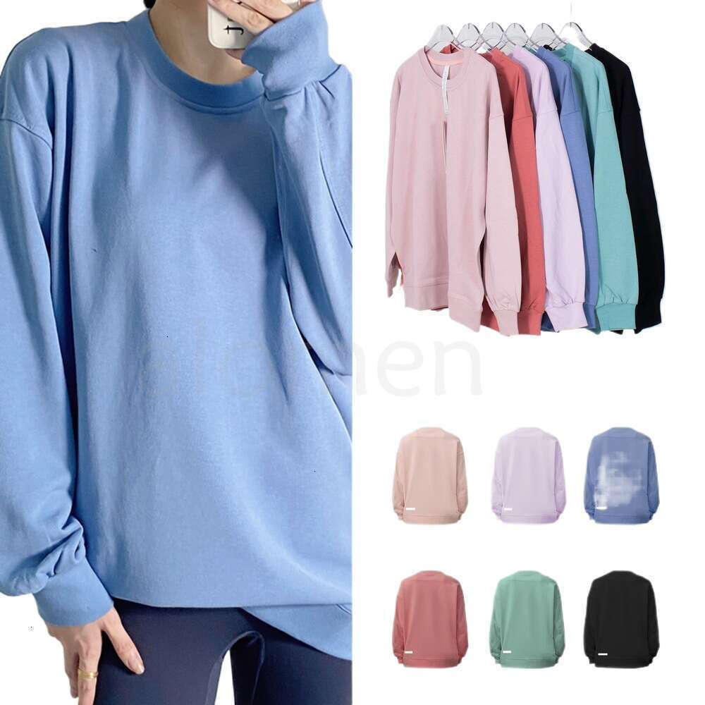2025 Women Yoga Outfit Oversized Sweatshirts luluity lemonism Sweater Loose Long Sleeve Top luluity lemonism jacket Sweatshirts Workout Crew Neck Blouse clothes