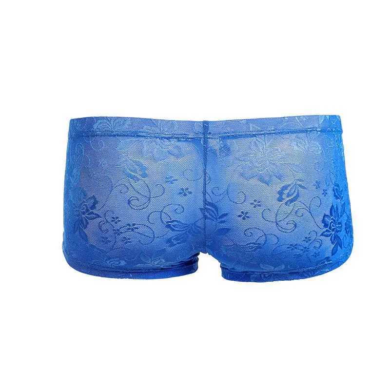 See Through Lace Underwear Men Boxers Sexy Transparent Low Waist Breathable Underpants Mesh Male Boxer Boxershorts PantiesT251031