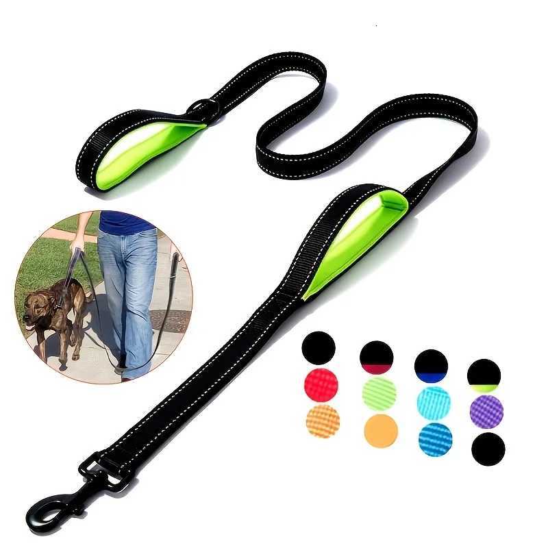 Dog Leashes Outdoor Travel Dog Training Chain Heavy Duty Double Handle Lead for Greater Control Safety Training Dual Handle C251031