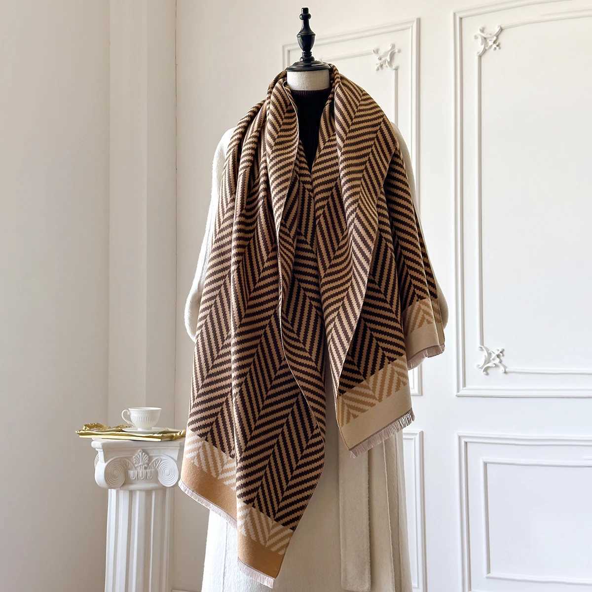 2025 Winter Women Imitation Cashmere Scarves Thick Warm Shawls Wraps Jacquard Lady Blanket Echarpe Bufanda Female Scraf C251031