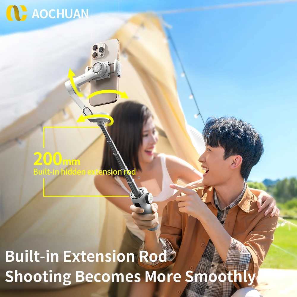 AOCHUAN Handheld Gimbal Stabilizer 3Axis Smart V8 For Phone with Extension Rod Tripod Face Tracking For iPhone Android TikTok Y251011