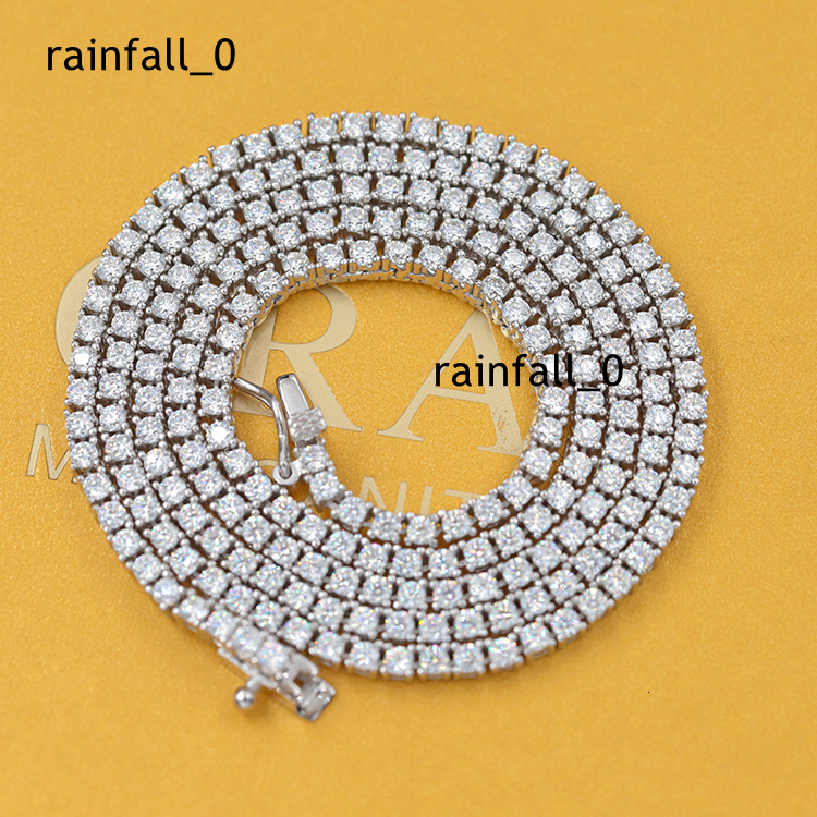 Free Fire Moissanite Necklace in Stock S925 Silver Link Chain 3mm 4mm 5mm MoissaniteMoissanite Diamond Necklace Tennis Chain
