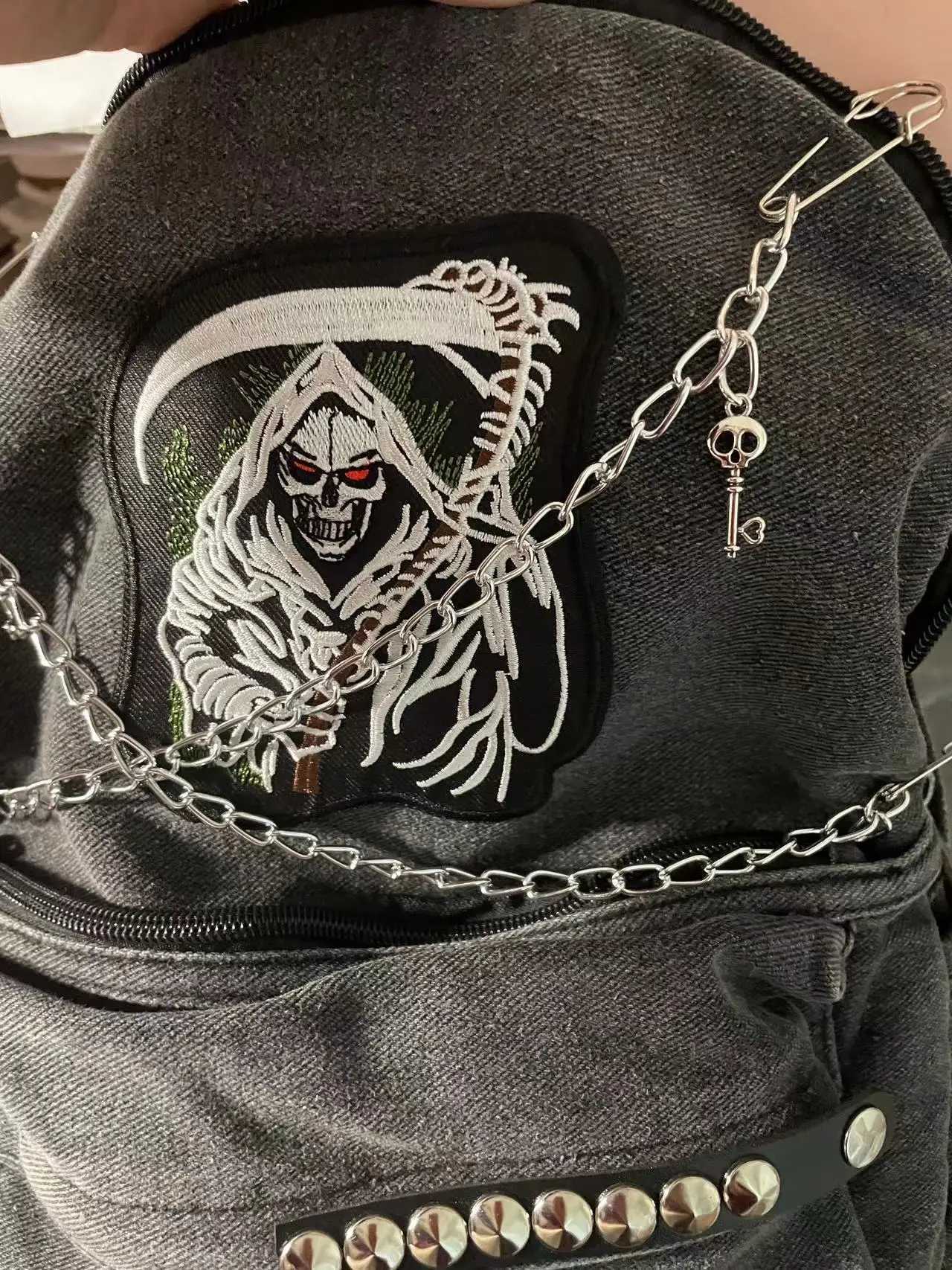 Woman Man Y2K Denim Backpack Harajuku Large Capacity Student Schoolbag Teenagers Punk Backpacks Travel Vintage Book Bag W251031