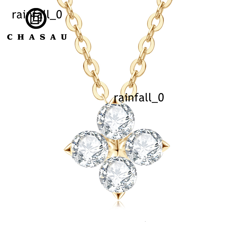 High Quality 925 Sterling Silver VVS D Mossanite Jewelry Round 3mm 010ct Moissanite Fourleaf Clover Pendant Necklace for Women