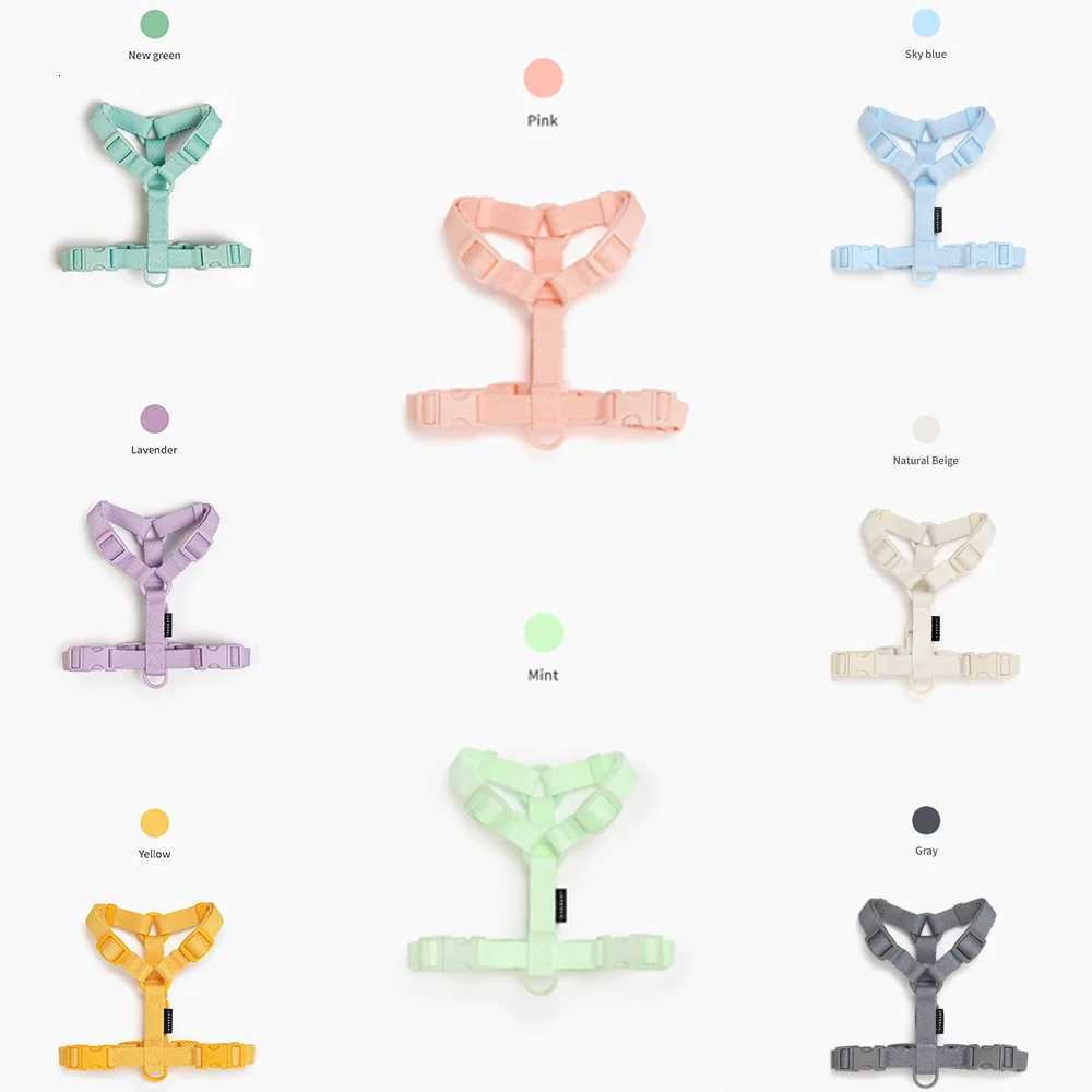 Macaron Series Dual Head Pet Harness Leash Set Adjustable Dog Harness Vest For Small Medium Dogs Leash Fashionable Pet Supplie C251031