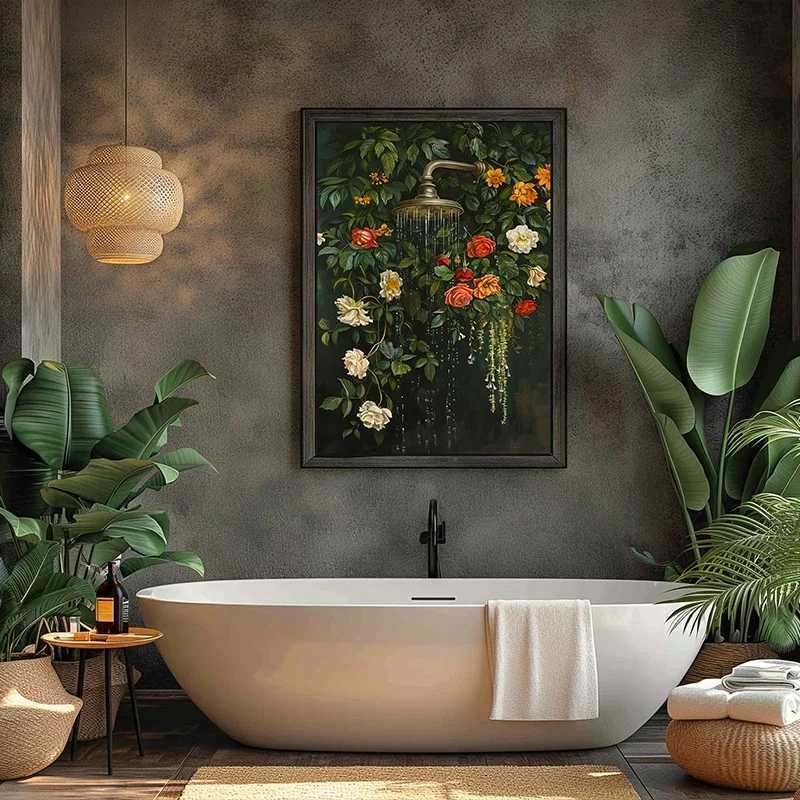 Retro Plant Bathroom Gothic Style Flowers And Plants Cat Duck Toilet Paper Posters Canvas Painting Wall Art Pictures Home Decor C251031