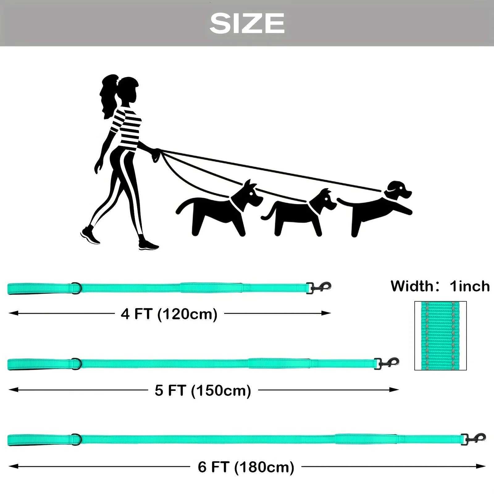 Double Handle Dog Leash DoubleSided Reflective Night Safety Heavy Duty For And Extra Large And Me C251031