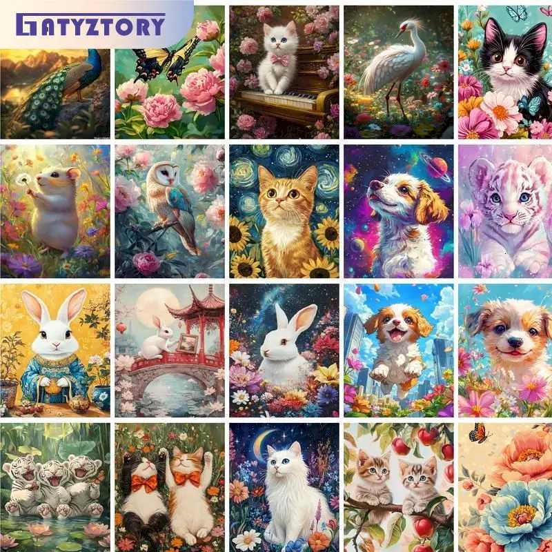 GATYZTORY Picture Painting By Numbers For Adults Forest Animals Drawing Coloring By Numbers Handmade Acrylic Paint For Home Deco C251031