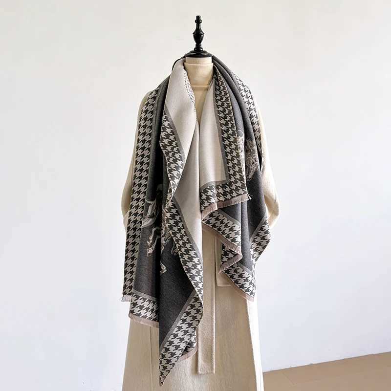 Elegant Floral Jacquard Shawl for Women Winter Thick Warm Tassel Design DoubleSided Coldproof Windproof Blanket C251031