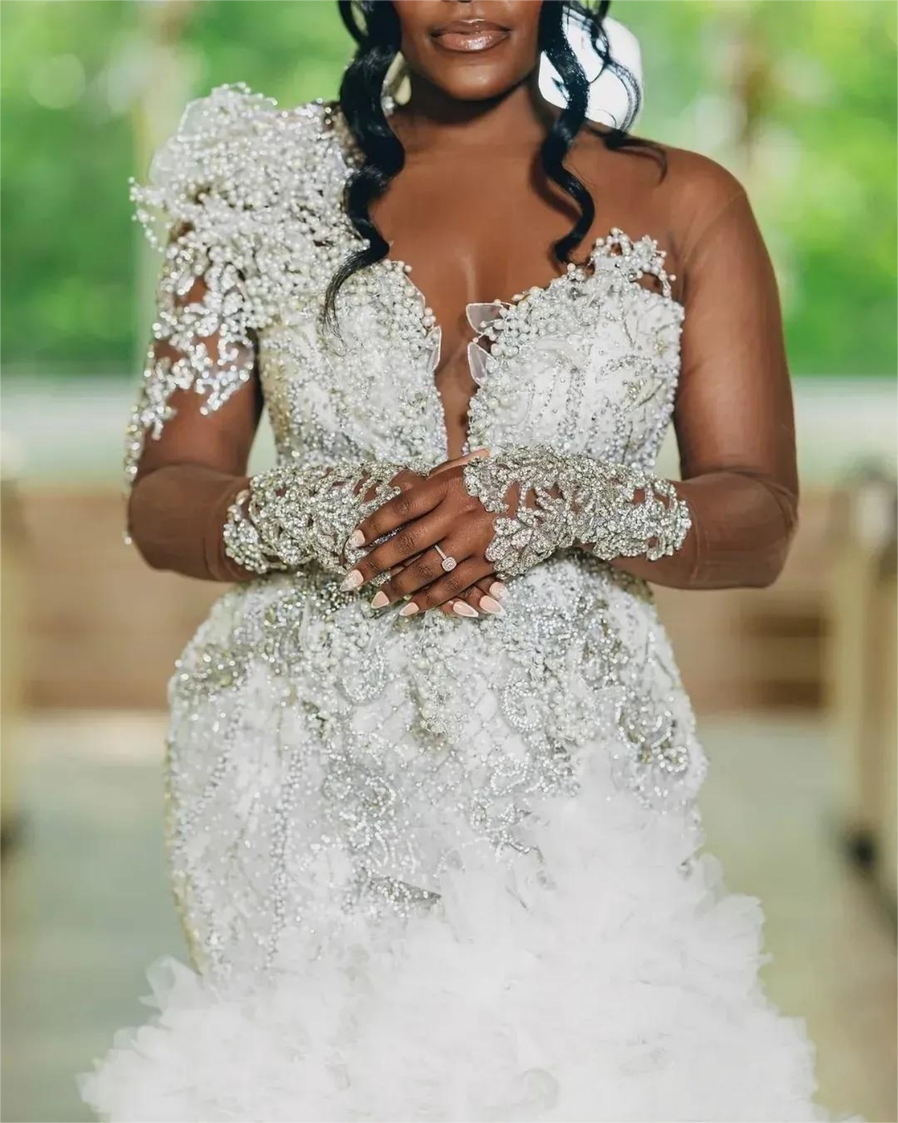 Wedding Dress Plus Size Appliques Beaded Crystals Pearls Tiers Luxurious Bridal Gowns Dresses