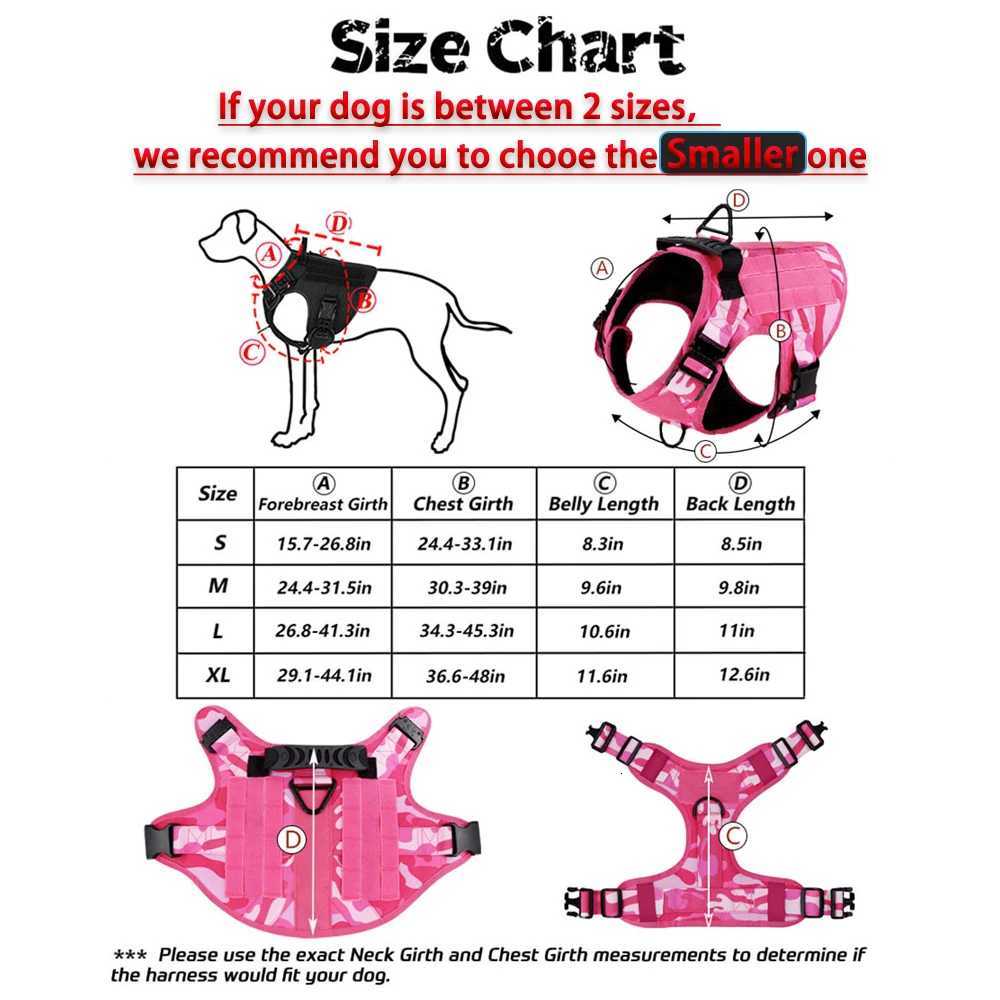 Military Pink Camouflage Dog Harness For Large Medium Dogs Harnesses Leash Adjustable Pet German Shepherd Tactical Training Vest C251031