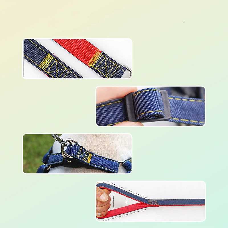 Pet chest and back thick wearresistant vest denim sewn cloth chest and back dog leash pet leash is durable C251031
