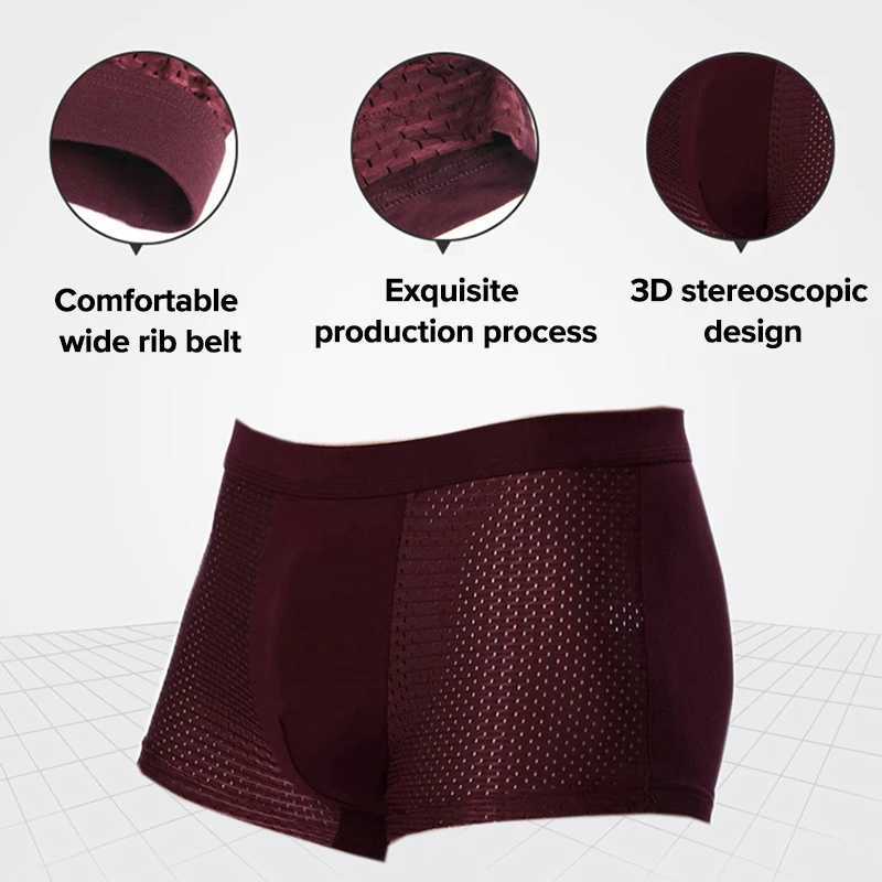 4 PcsLot Mens Summer Mesh Boxer Briefs Cool Breathable Comfortable Soft Fashion Gifts Plus Size Shorts UnderwearT251031