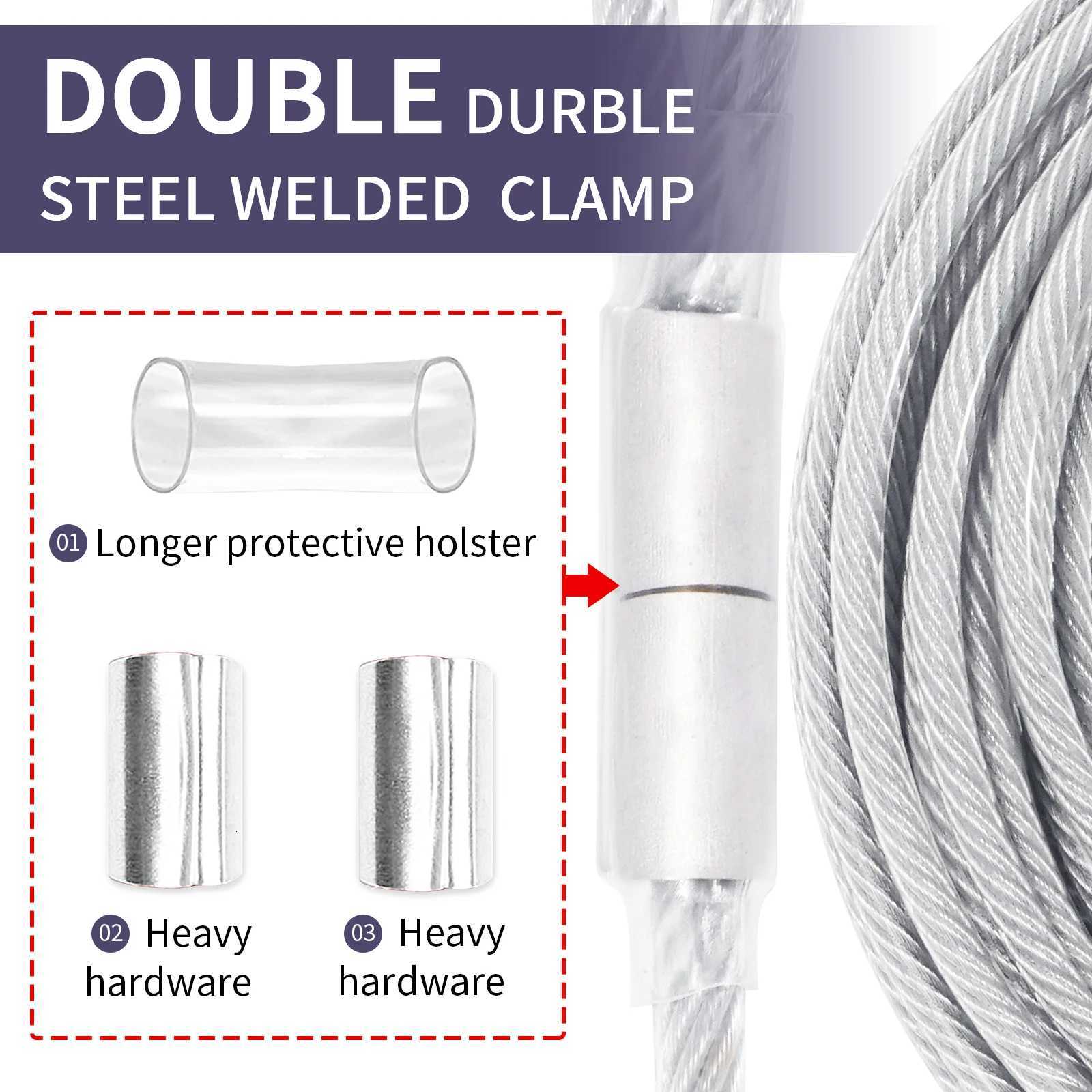 Tie Out Cable Dog Walking Training Glue coating Leashes Double Head Pet Wire Rope with Steel Buckle For Two Dogs Usage C251031