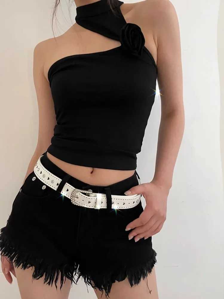 White Y2K Belt Female Rhinestone Pink Lovely New Millennium Spice Girl Belt TieIn Korean Version Decoration TrendW251030