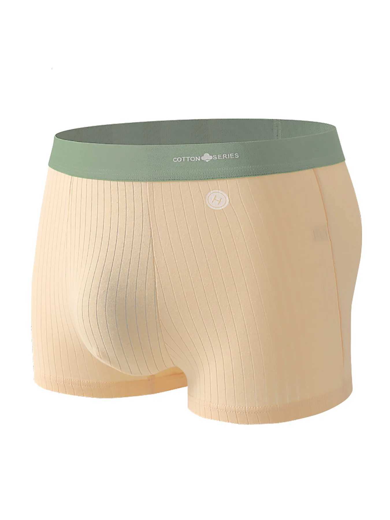 Mens 4Pack Cotton Boxer Briefs COTTON SERIES Waistband Ribbed Texture Multi Color Underwear SetT251031