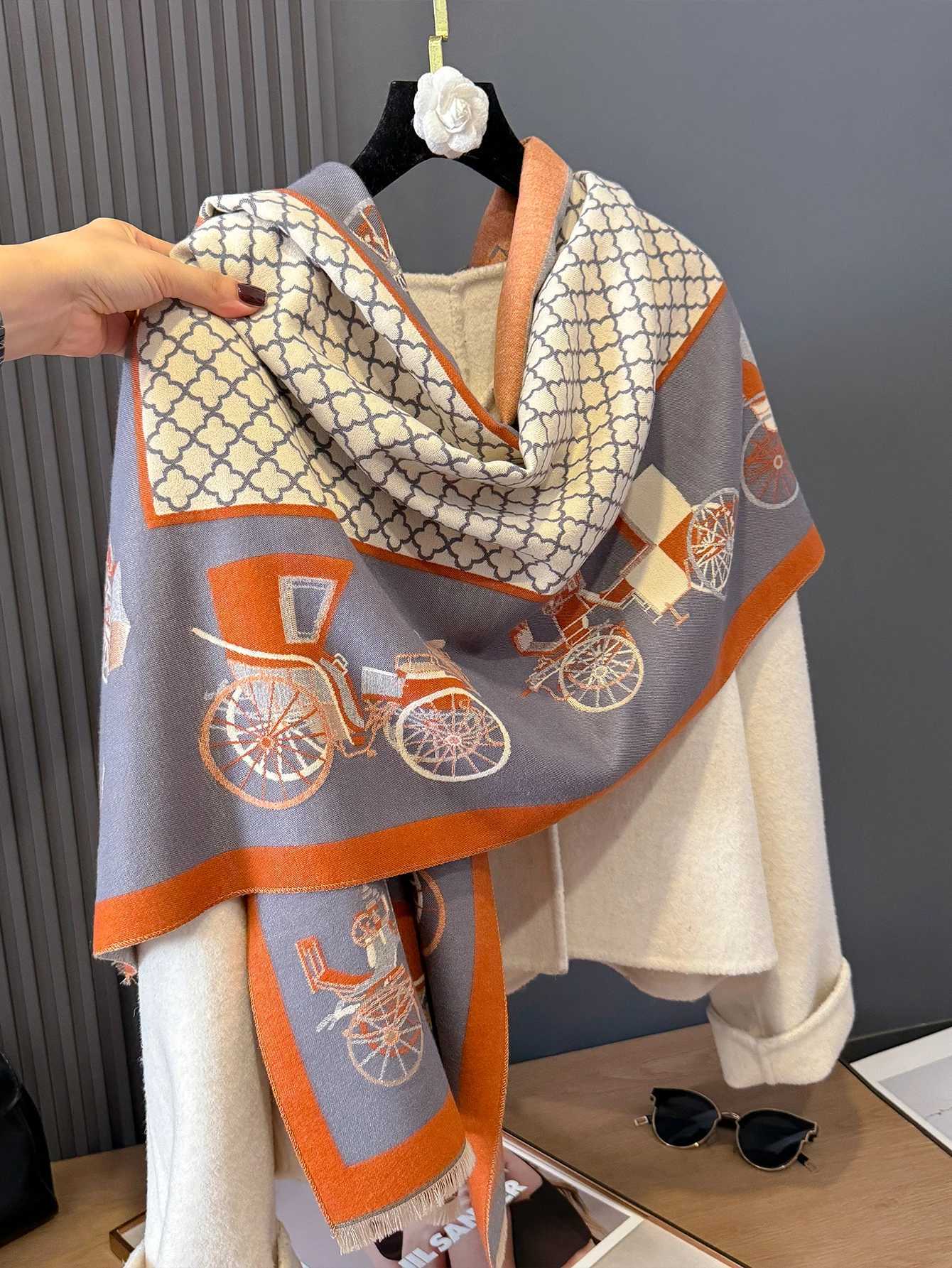 2024 Poncho Echarpe Cashmere Scarf for Women Thick Warm Winter Blanket Brand Female Luxury Quality ShAWl WrAP BufandAW251030