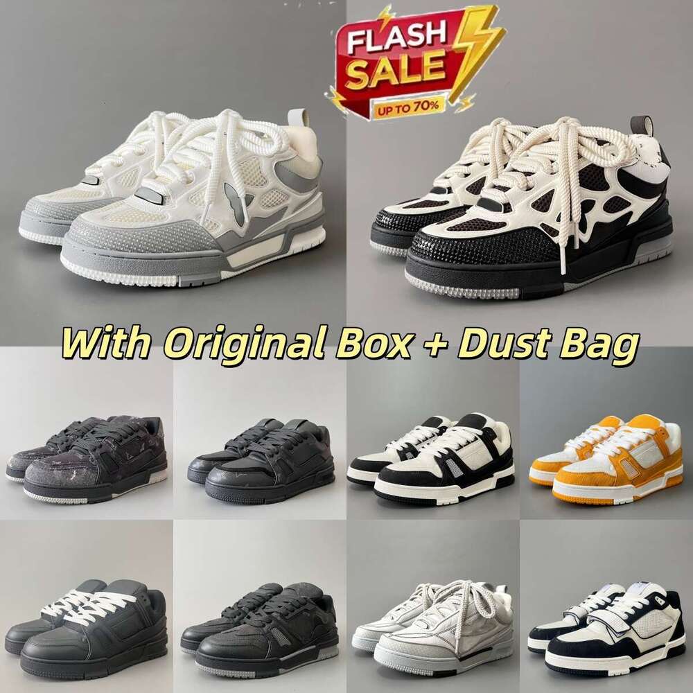 With Box Skate Chunky Sneakers Men: Low Top Canvas Sneakers, Fashionable Athletic Shoes for Skateboarding Casual Wear - Lightweight, Cushioned, and Durable top
