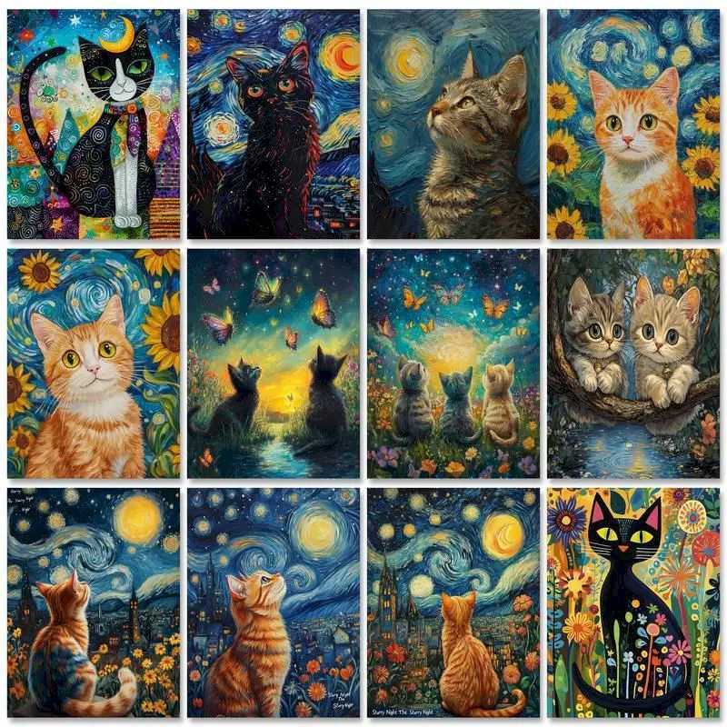 GATYZTORY Diy Paint By Numbers Kits Animals Cat Acrylic Paint On Canvas Abstract Numbers Painting For Home Decors Arts Crafts C251031