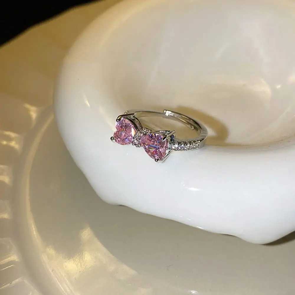 Fashion Pink Bowknot Finger Ring Exquisite Sweet Bowtie Ring Bowknot Adjustable Bowknot Opening Ring WeedingXJ251031