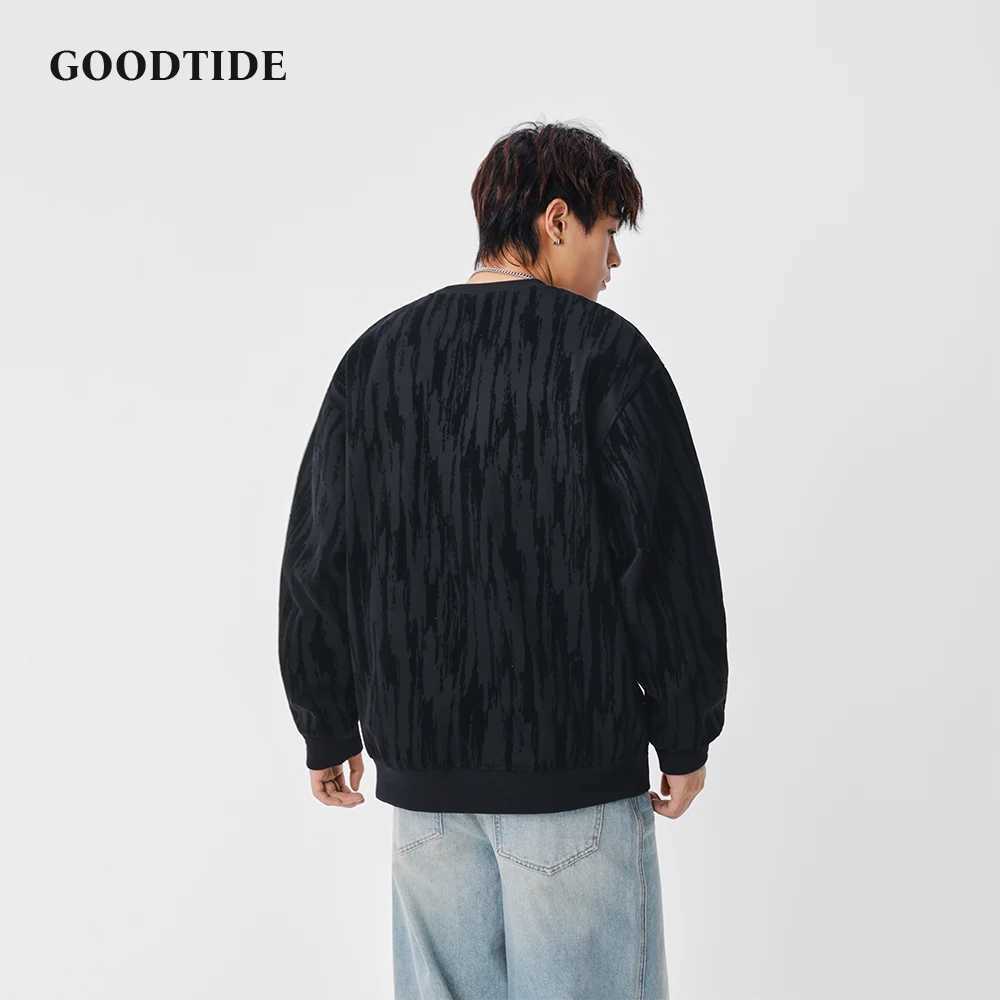 Fashion Mens Casual Crew Neck Sweatshirt 2025 Winter New Textured Pattern Comfortable Soft Long Sleeve Pullover Top J251031