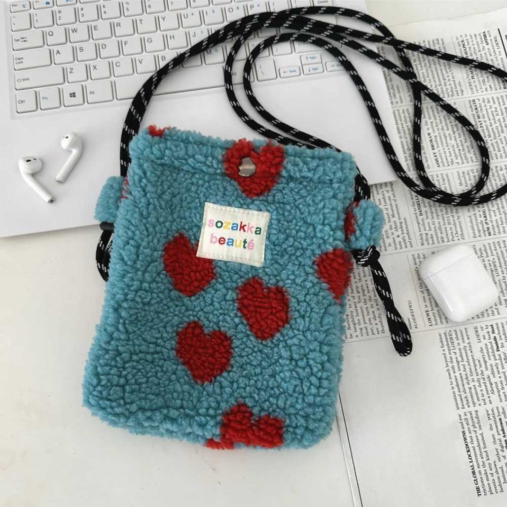 New Plush Dot Crossbody Bags for Women Cute Pink Shoulder Bag Handbag Purses Portable Phone Pouch W251031