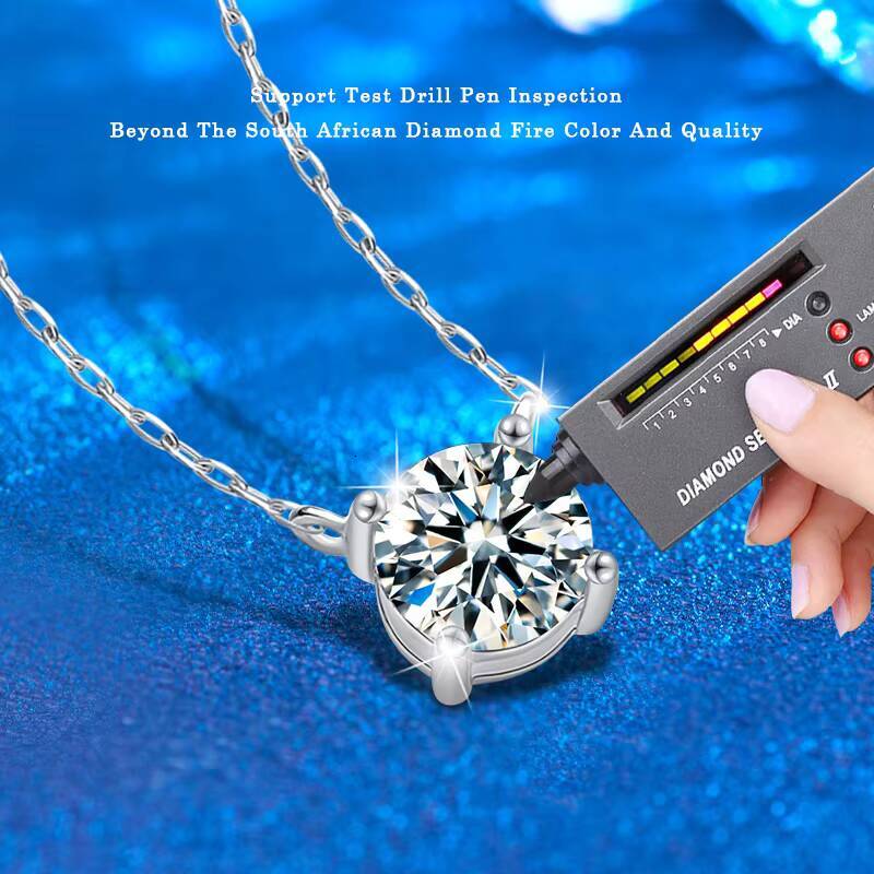 123CT Moissanite Pendant Necklace for Women Men 925 Sterling Silver Cuban Chain Jewelry Gifts