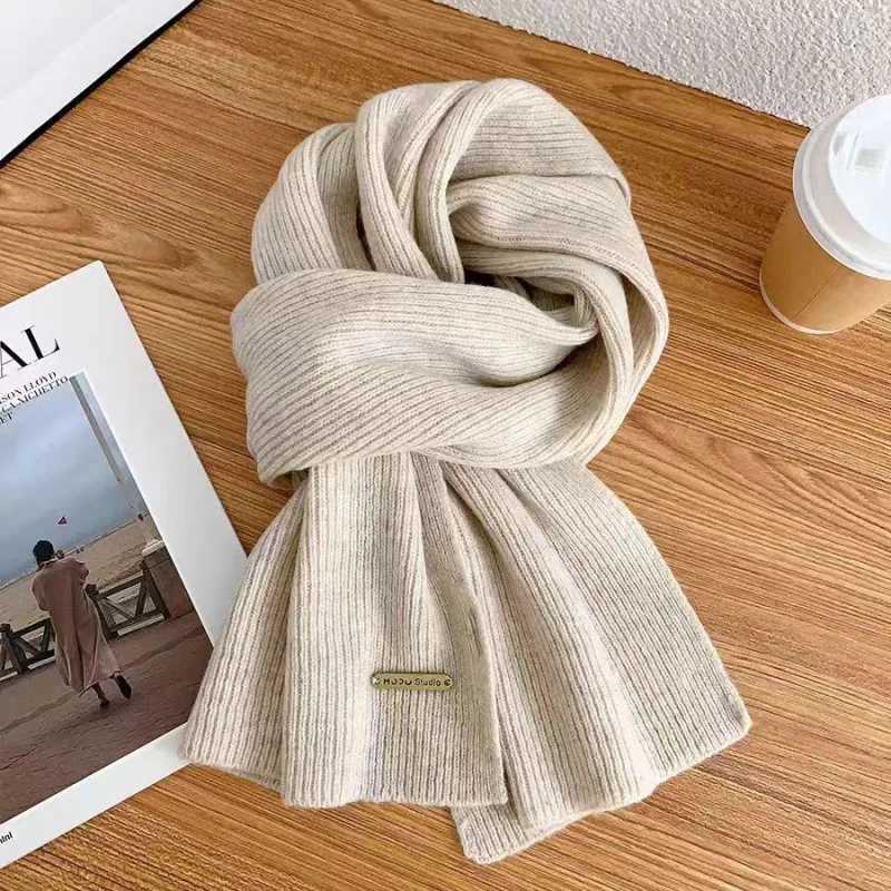 Womens Bordeaux Solid Color Knitted Scarf New Year Warm Winter Fashion SoftW251030