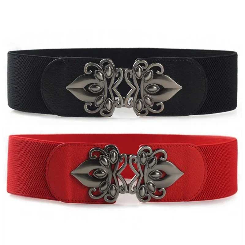 Womens dress belt womens wide waist sealed elastic belt womens multifunctional belt red black brown white 65cm85cmW251030
