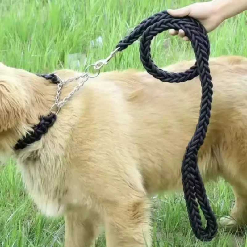 Large Dog Leash Nylon Braided Traction Rope Pet Walking Thick Hand Rope For Bulldog Rottweiler Hound Dogs Accessories C2510313