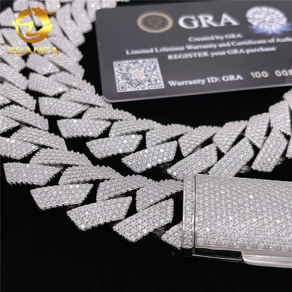Men Style Hiphop Jewelry 20MM 4 Rows VVS Moissanite Cuban Link Chain Iced Out Big Chain Cuban Chain Necklace