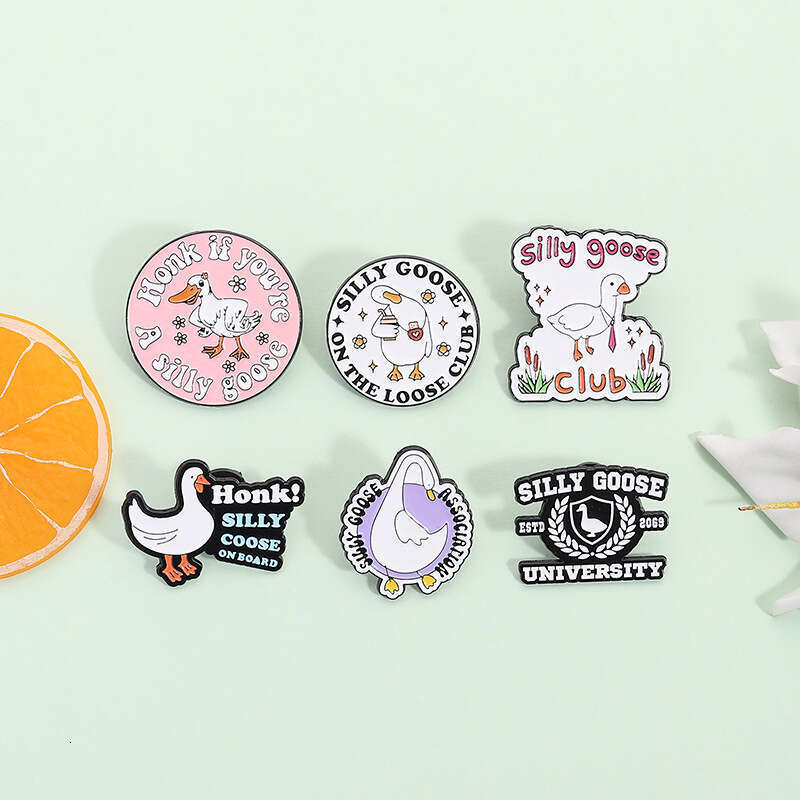 Cartoon Cute Big Goose Adorable Quotes Animal Brooch Metal Fun Unisex Student Backpack Accessory Badge