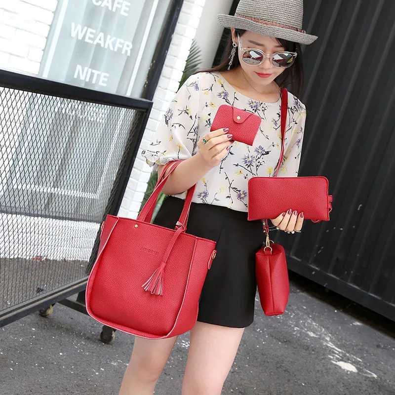 4pcs Elegant Minimalist WomenS Shoulder Bag Handbag Crossbody Bag Women Storage Bag Holiday Gift Synthetic Zipper Closure W251031