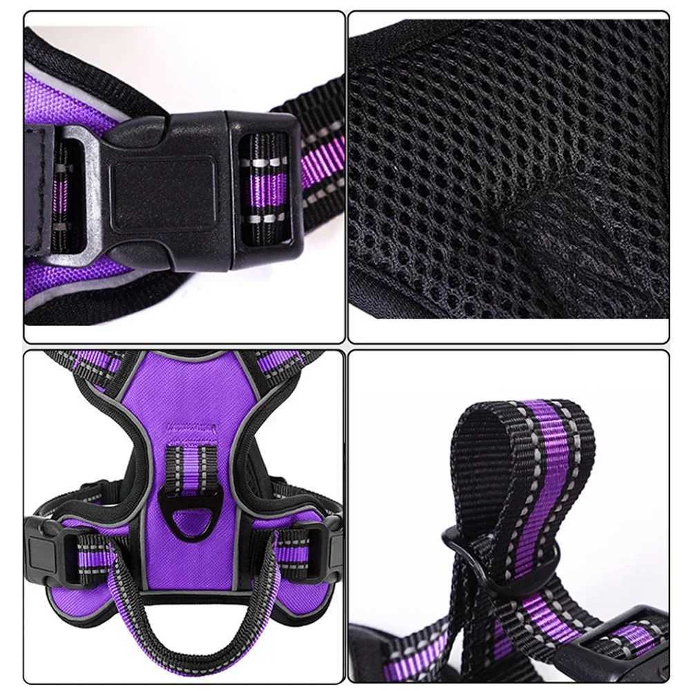 Adjustable Nylon Dog Harness Vest Reflective Soft Breathable No Pull Dog Harness Pet Harness Leash For Small Large Dogs C251031