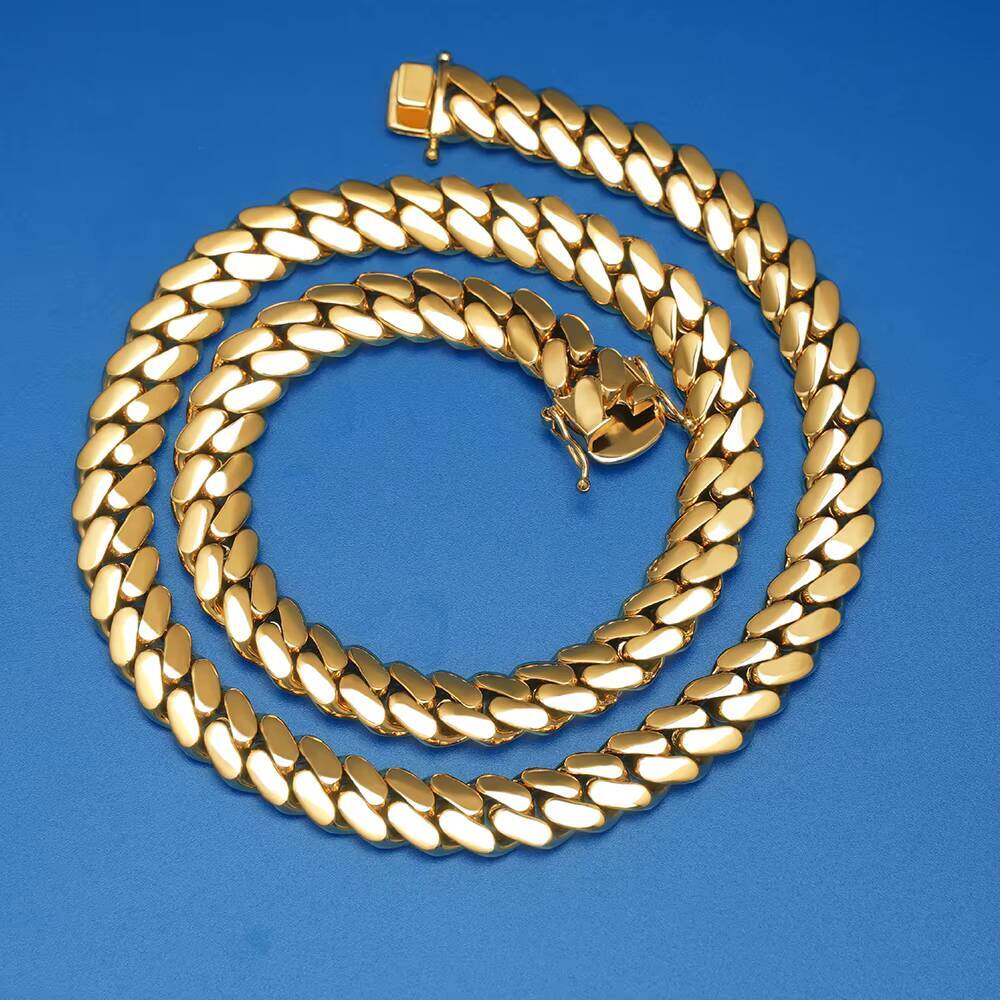 Wholesale Choker Miami Cuban Chain Moissanite Chain Men Necklace 14k Gold Cuban Link Chain Fashion Jewelry Necklaces