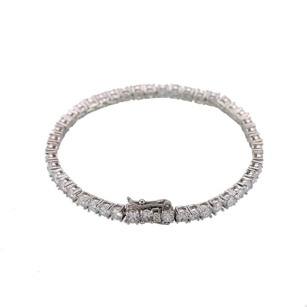 Lateefah OEM Iced Out Hip Hop Moissanite Jewelry 3mm High Quality Mens Moissanite Tennis Chain