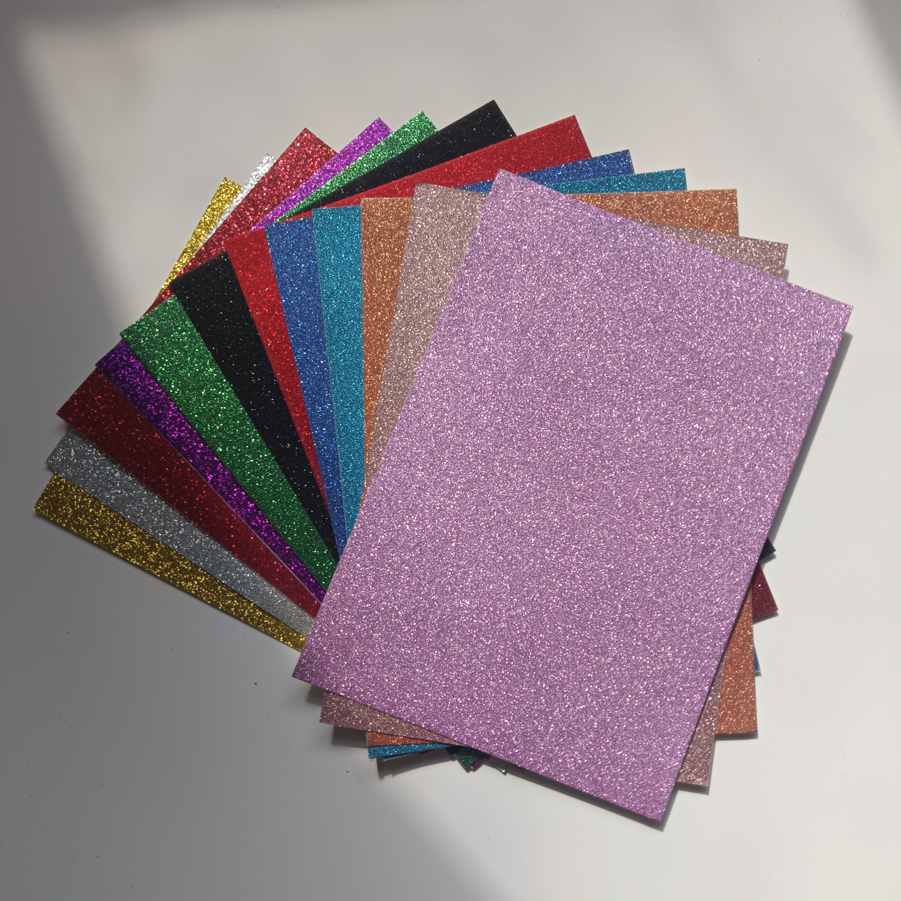A5 Size 250GSM No Off-Glitter Colorful Luxury Film Glittered Cardstock - Pack of 24 Sheets for Printing