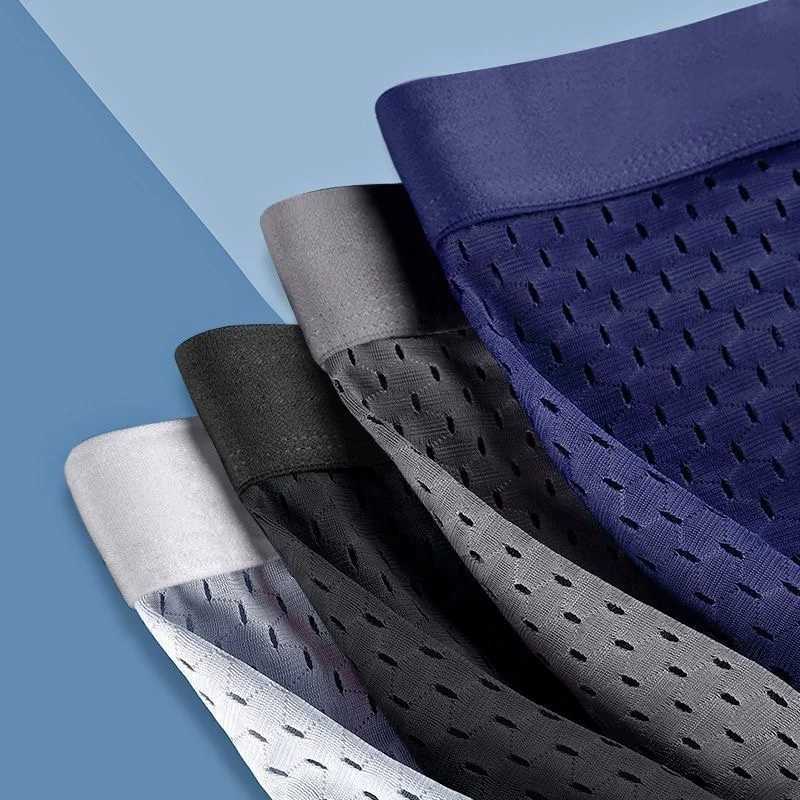 5PcsLot Mens Underwear Mens Business Ice Silk Mesh Underwear Summer Cool Sexy Breathable Antibacterial Underwear Large SizeT251031