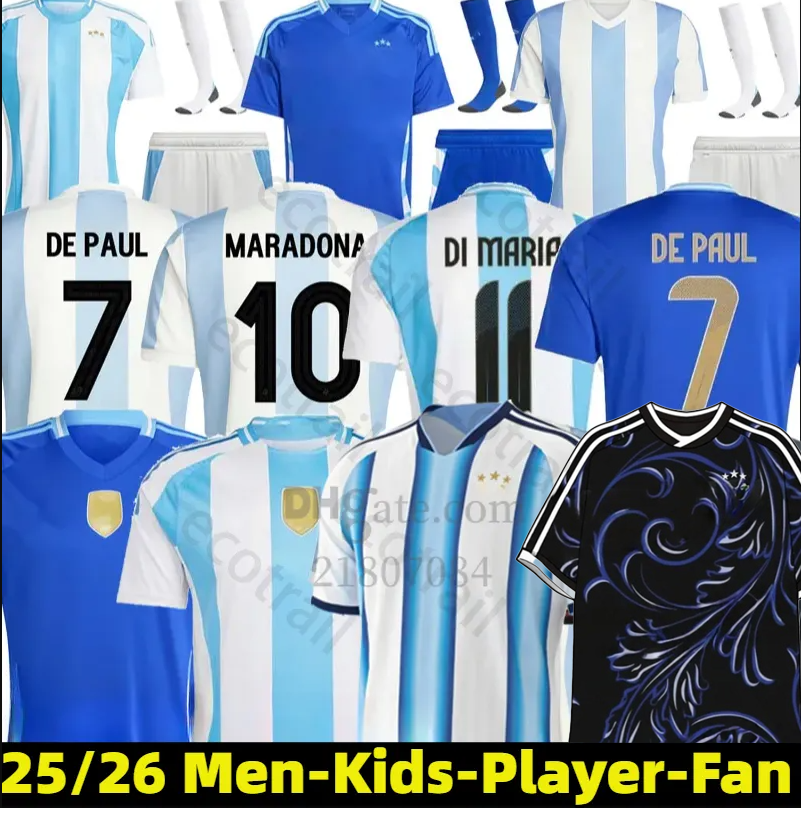 24 25 26 Argentinas soccer Jerseys MESSIS GARNACHO DE PAUL National Team MARTINEZ Fans Player versio Maradona Football Shirts 2026 SUAREZ Miamis FC Women men kids Kit