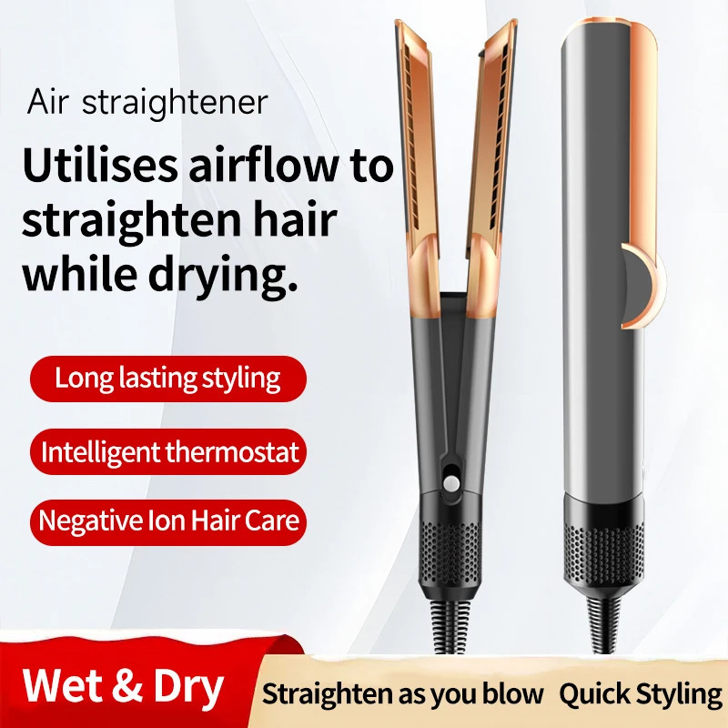 2 IN 1 Professional Hair Straightener Hair Dryer HeatUp Hair Flat Iron HT01 HS06 Negative Ion Iron LongLasting Styling Tool 251030